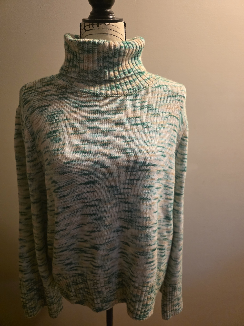 LC Lauren Conrad Teal and Cream Marled Turtleneck Sweater XXL